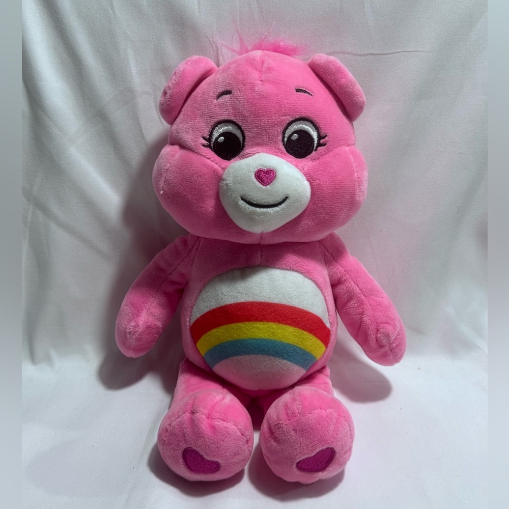 Care Bears Basic Fun Soft Pink Plush 12" Cheer Bear Stuffed Animal Rainbow‎